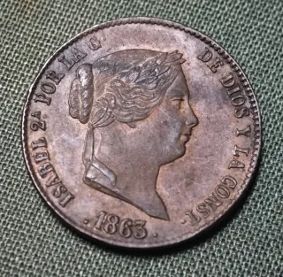 25 CÉNTIMOS DE REAL DE ISABEL II 1863 SG EBC+