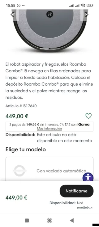 Robot Roomba Combo i5