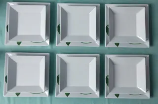 VAJILLA PORCELANA BLANCA PLATOS CUADRADOS