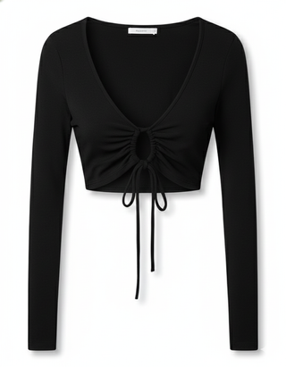 Top Pull and Bear manga larga negro talla S