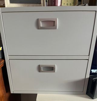 Mueble TV Blanco y Gris con Cubo con cajones