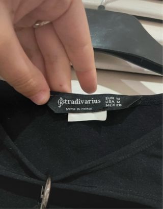 Top negro Stradivarius manga larga talla M nuevo