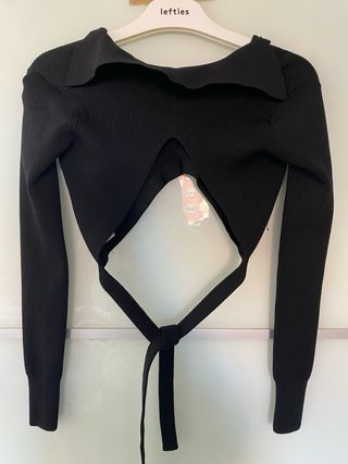 Top Bershka negro manga larga talla S