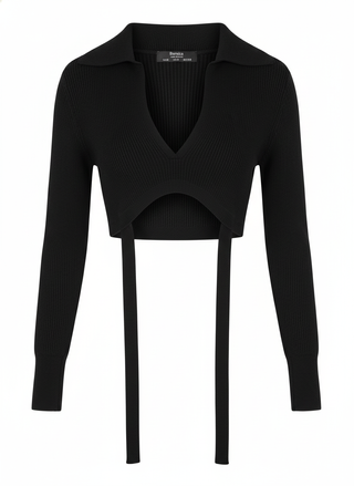 Top Bershka negro manga larga talla S