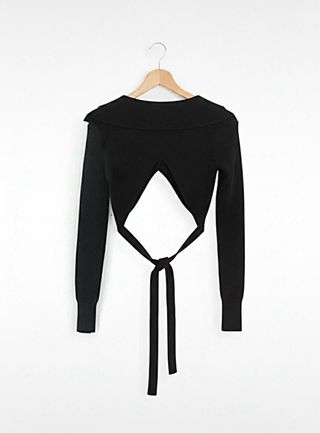 Top Bershka negro manga larga talla S