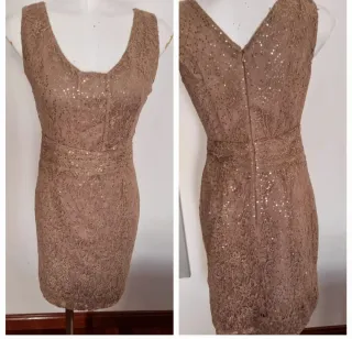 Vestido corto lentejuelas marrón y dorado
