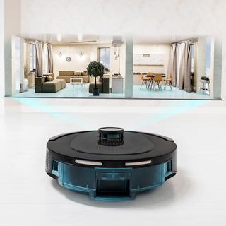 Robot aspirador láser con base de autovaciado