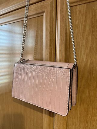 Bolso rosa efecto piel de serpiente