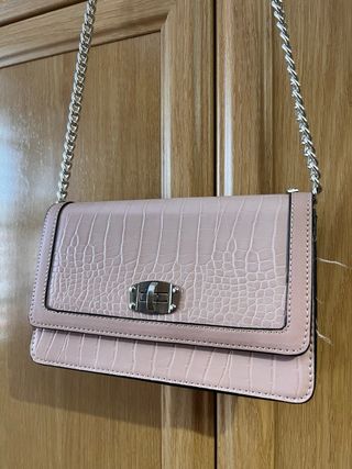 Bolso rosa efecto piel de serpiente
