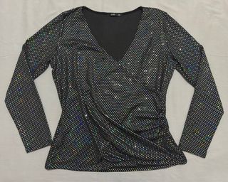 Blusa brillante manga larga XL