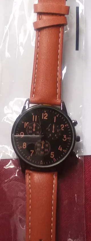 Reloj Caballero y  Correa Cuero Marrón Negro