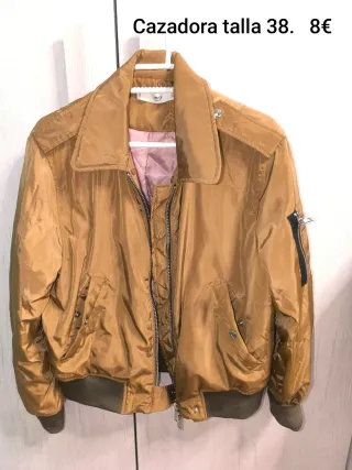 Cazadora Mango Talla 38 Dorada