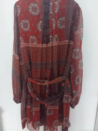 Vestido Mango Étnico Estampado Talla XS