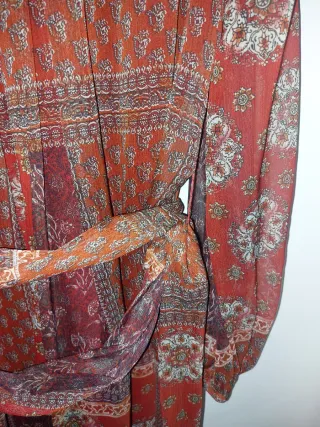 Vestido Mango Étnico Estampado Talla XS