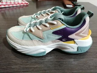 Zapatillas deportivas mujer morado y verde