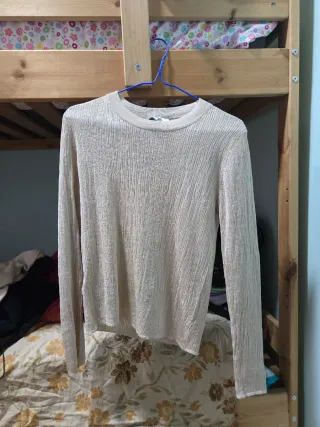 Camisa manga larga beige brillo