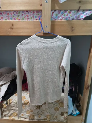 Camisa manga larga beige brillo