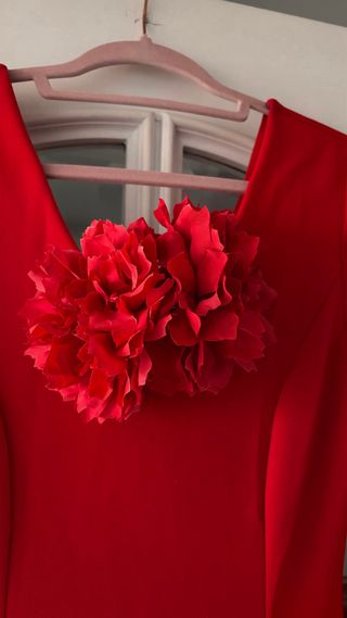 Vestido Flamenca Sevillana Rojo Volantes