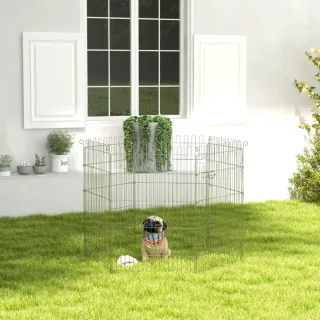 Parque para perros metálico plateado