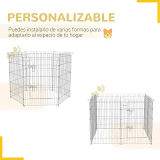 Parque para perros metálico plateado