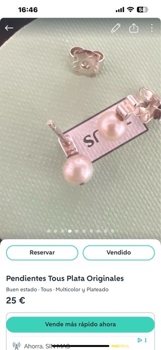Pendientes Tous Plata y Perla Originales