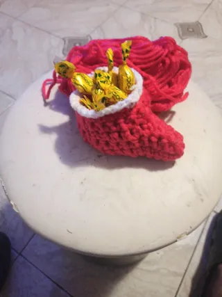 Porta caramelle uncinetto rosso