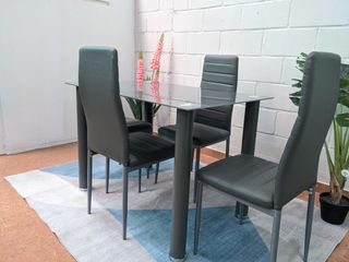 Mesa comedor cristal 4 sillas