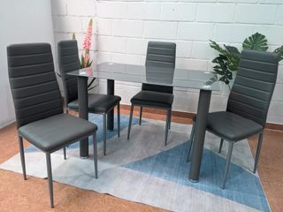 Mesa comedor cristal 4 sillas