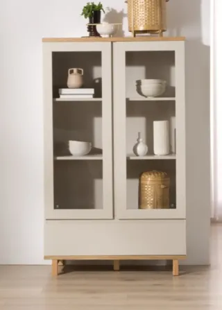 Vitrina Ellinor Banak beige y roble