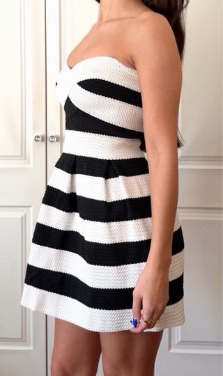 Vestido fiesta rayas blanco y negro Talla S