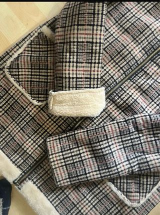 Giacca pesante plaid foderata in pelliccia