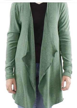 Chaqueta cárdigan verde asimétrica