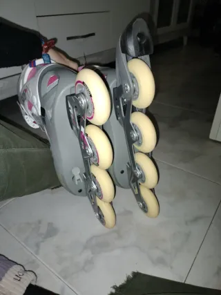 Patines en línea Oxelo grises y rosas