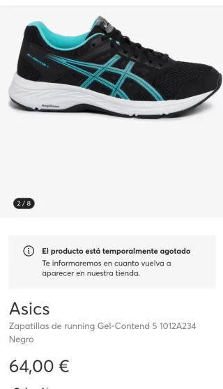 Zapatillas Asics Talla 36 Negro/Turquesa