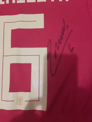 Camiseta España Iniesta Nº6 Firmada Player Issue