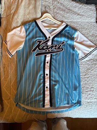 Camisa de béisbol Kani azul y blanco