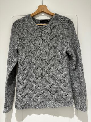 Jersey Zara Man trenzado gris Talla S