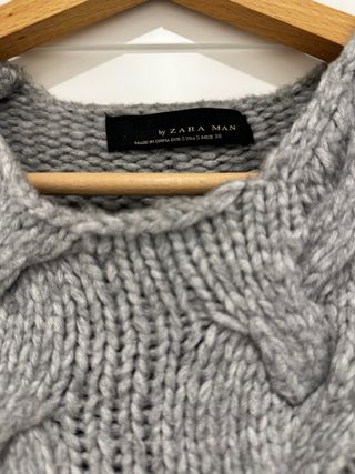 Jersey Zara Man trenzado gris Talla S