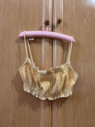 Crop top cuadros amarillo