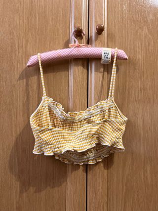 Crop top cuadros amarillo
