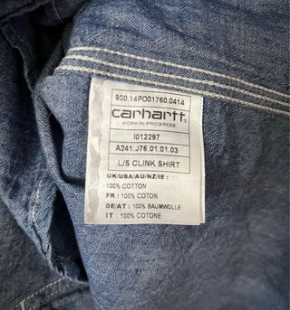 Camisa Carhartt Azul Talla XL 100% Algodón