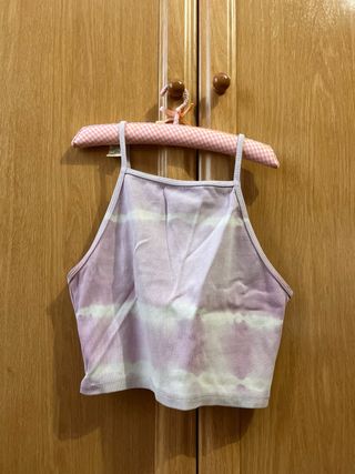 Top tie-dye morado y blanco