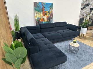 Sofá Rinconera Negro Tela