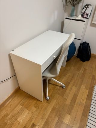 Tocador/escritorio blanco con cristal