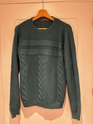 Jersey Zara trenzado verde Talla M