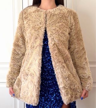Abrigo pelo beige talla S