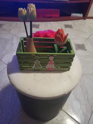 Cesto Decorativo Fiori in Legno e Terracotta