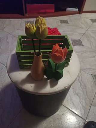 Cesto Decorativo Fiori in Legno e Terracotta