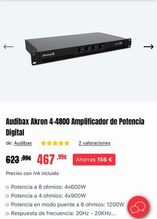 Amplificador Audibax Akron 4-4800 Digital