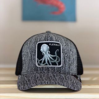 Gorra Trucker Pulpo Flexible Gris Negra
